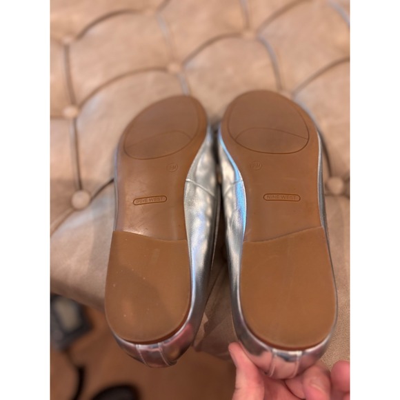 Nine West Silver Metallic Rhinestone Crystal Bit Loafers Womens 9.5M Flats - Picture 6 of 6